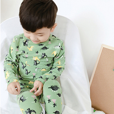 Пижама для мальчика - Динозавры на зеленом
