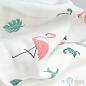 6-ти слойное муслиновое одеяло "Фламинго с листиками"