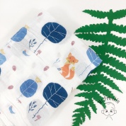 Муслиновая пеленка "Лисы в синих деревьях" купить в Москве